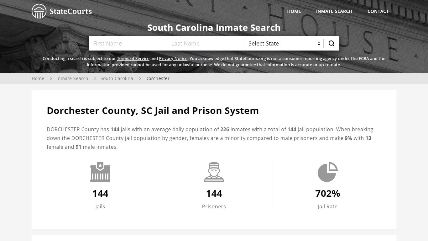 Dorchester County, SC Inmate Search - StateCourts